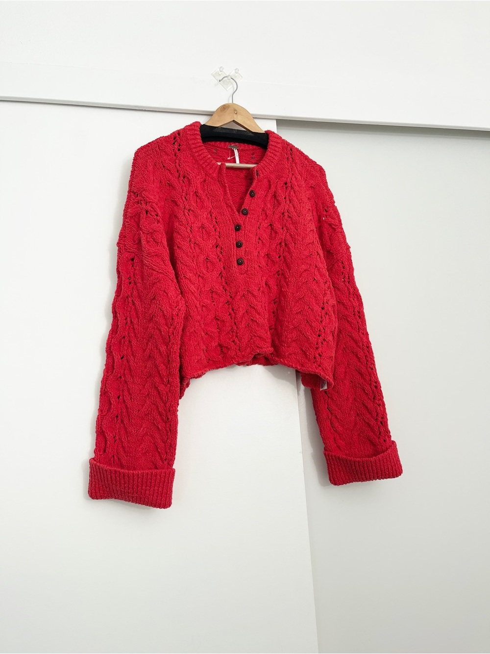 NWOT Free People Polly Cable-Knit Chunky Oversized Sweater Size Medium